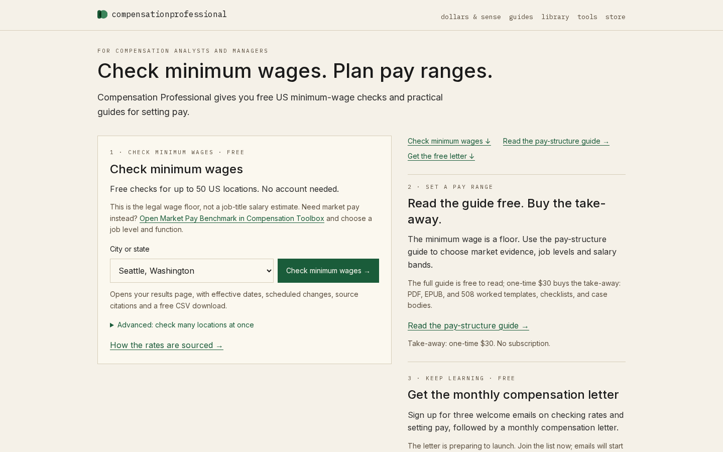 Compensation Professional — check wage rates and design pay ranges (2026-09-29).