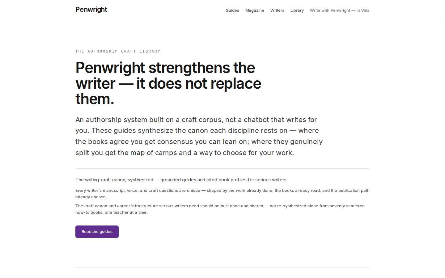 Penwright — the authorship craft library, live on its own domain at penwright.ink.